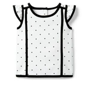 Janie and Jack Size 5 Black and White Ruffle Shoulder Top NWT